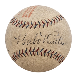 Babe Ruth and Lou Gehrig Signed OAL Ban Johnson Baseball (PSA/DNA & JSA)